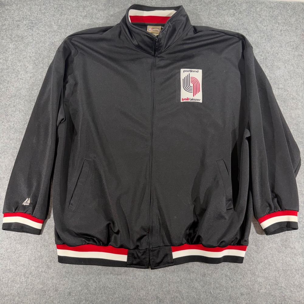 Majestic Portland Trail Blazers NBA Hardwood Classics Track Jacket Black 4XL